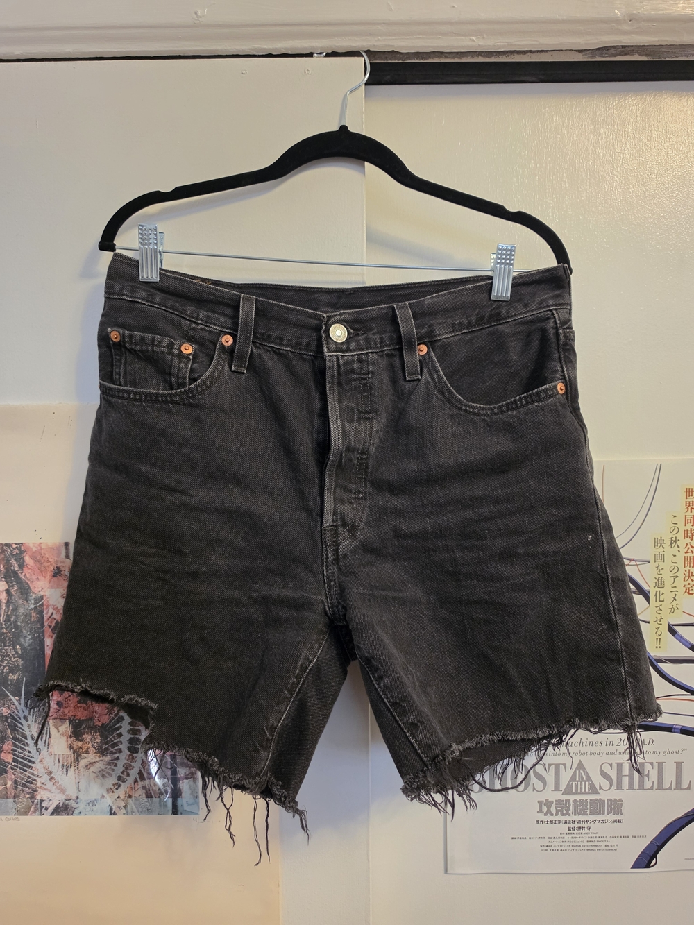 LEVIS Black Cutoff Denim Shorts